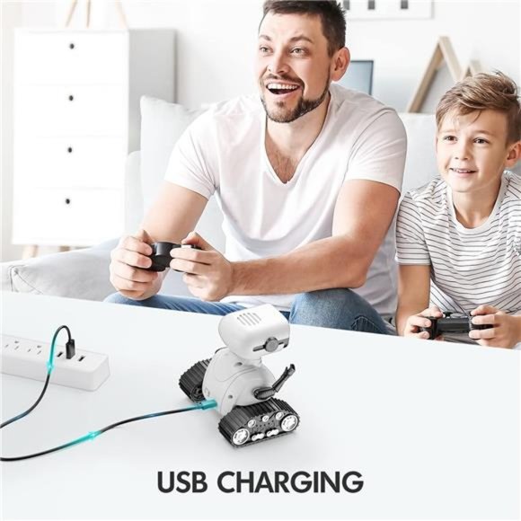 Robot Toys, Rechargeable RC Robot, Remote Control Toy w/ Music & LED Eyes - Picture 5 of 6